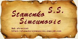 Stamenko Simeunović vizit kartica